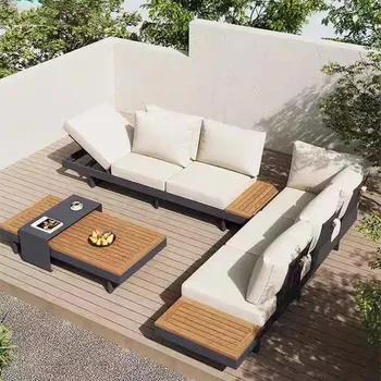 Divano da esterno Cortile Per il tempo libero Villa Hotel Angolo Mobili da esterno combinati in legno anticorrosione