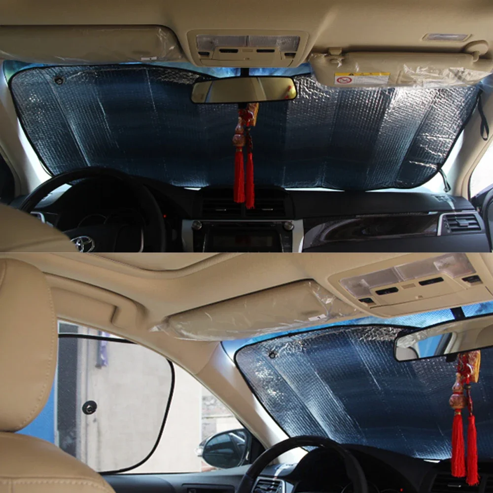 Windshield Sunshade 130*60CM Car Sun Shade UV Visiere Protection Curtain Sunshade Film Windshield Visor Front Windshield Sunshade Cover Picnic Mat