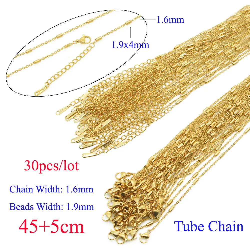30pcs/lot Bulk Wholesale 304 Stainless Steel Tube Cross Link Chain