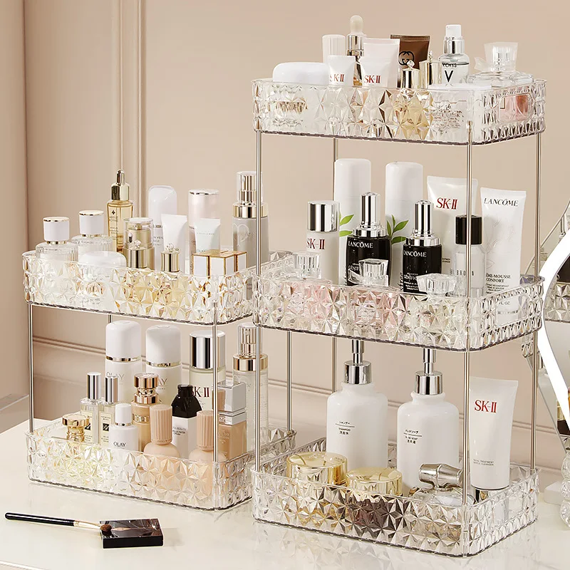 Acrylic Storage Organizer Shelf Of Bathroom Home Kitchen Makeup Skincare Shampoo Lipstick Tabletop Holder Cosmetic Desk Rack 2