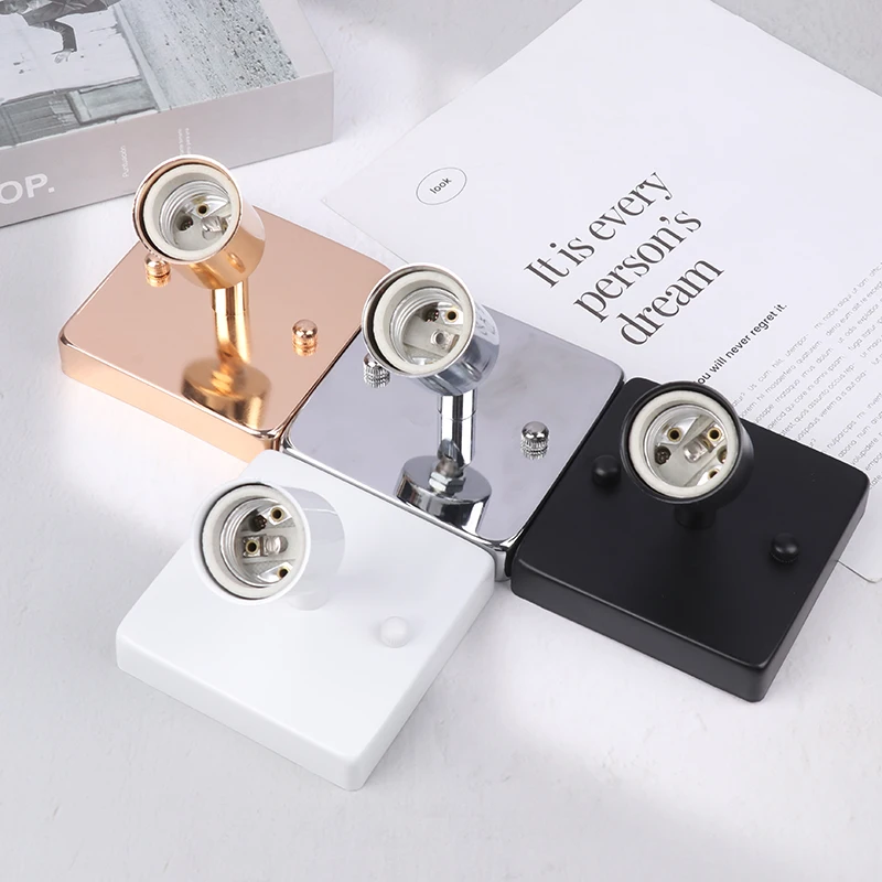 스퀘어 E27 세라믹 천장 조명 베이스, 블랙 화이트 실버 골드 금속 프레임 플러시 마운트 천장 램프 거치대, 복도 통로, 1 개