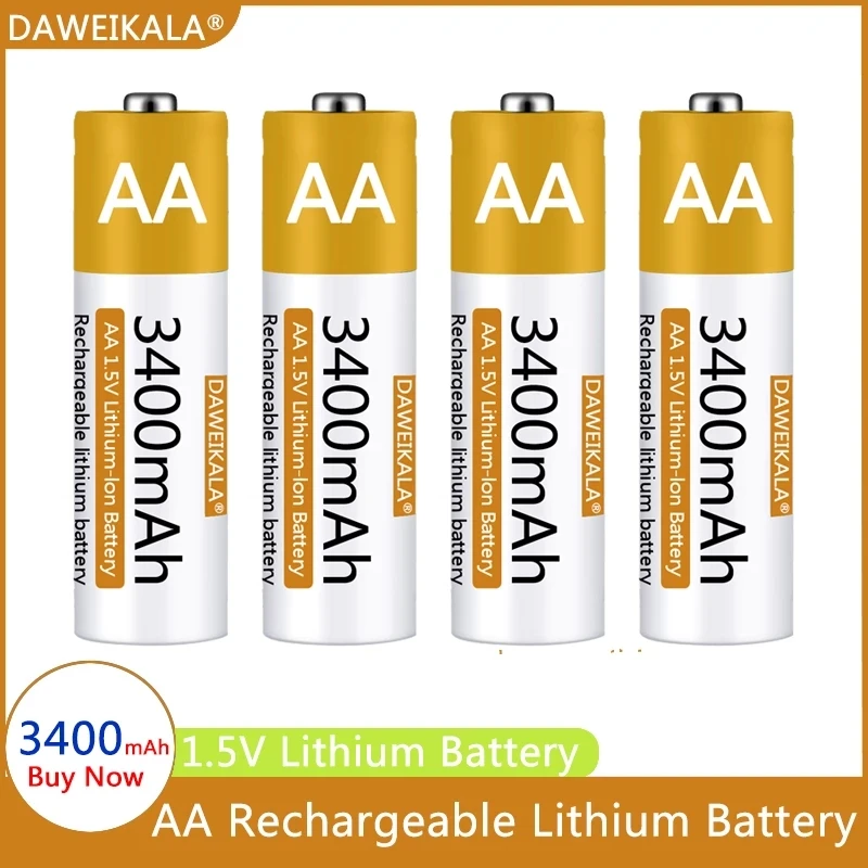 Daweikala 1 5v li ion aa rechargeable battery 3400mah aa lithium ion