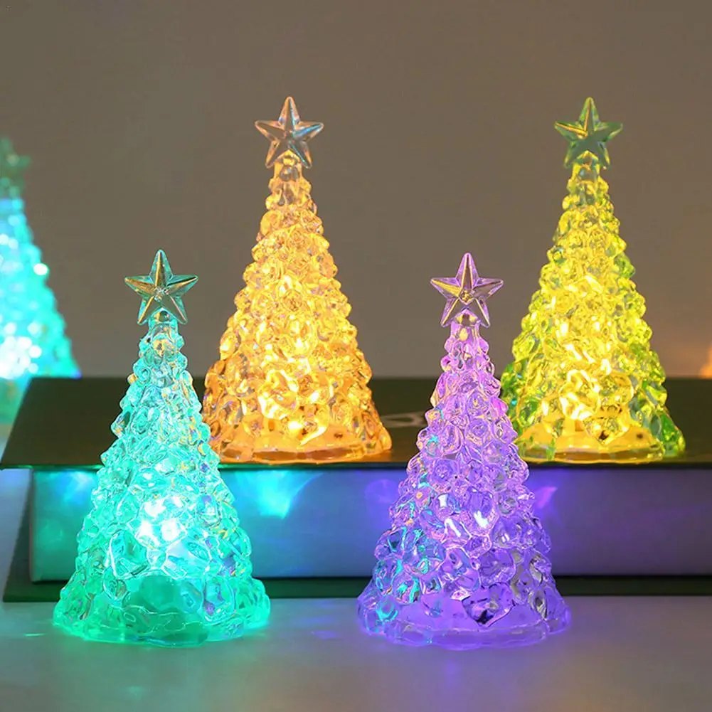 

Christmas Tree Glass Night Light For Home Xmas Romantic Holiday Atmosphere Arbol De Navidad Ornaments LED Luminous Decoration