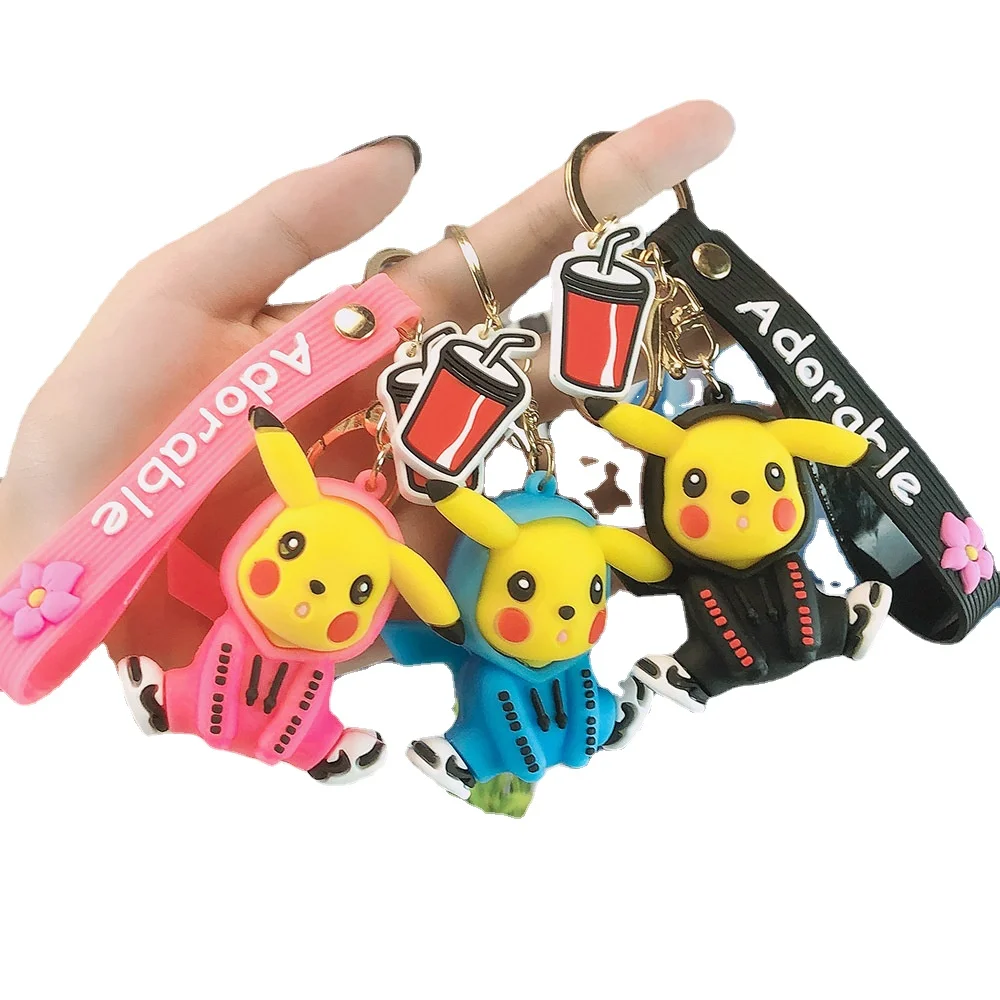 

Fashion Pokemon Cartoon Silicone Creative Sweater Pikachu Keychain Pendant Small Gift Backpack Ornament Birthday Kawaii Like Toy