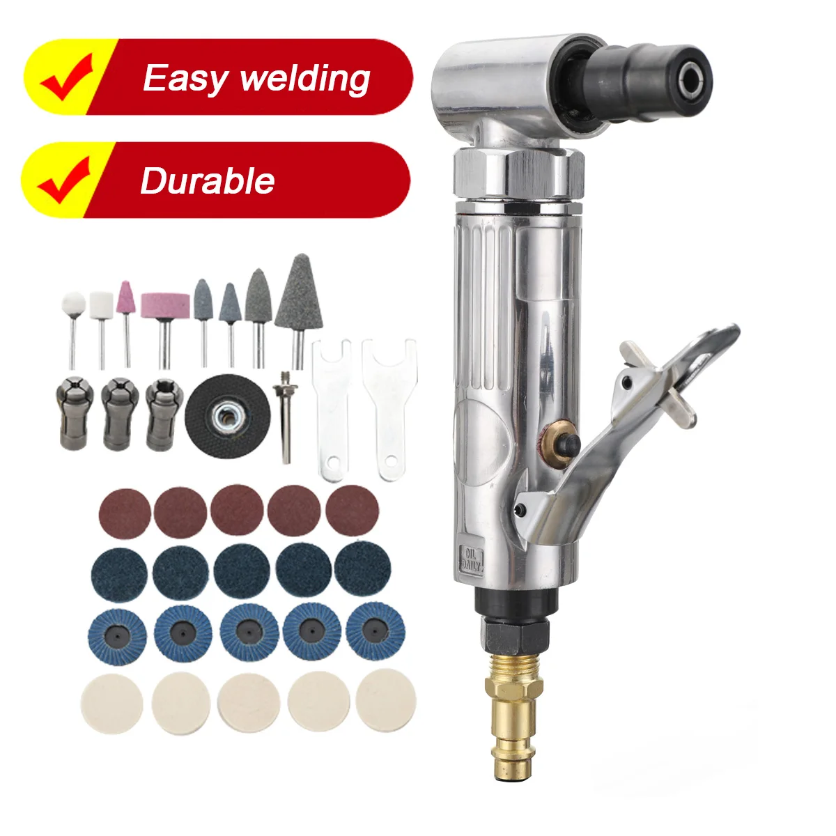 Winkelschleifer für Druckluft 90er ° Rod Polisher Grinder 1/4 Zoll Micro Air Stabschleifer Kit mit Schleifscheiben – Detail 7
