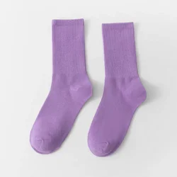 Vibrant Cotton Soft Socks - Women's Mid - Tube Fashion Hosiery in Bold Colors - One Size (Light Purple)