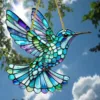 Acrylic Blue Hummingbird Pendant Crafts Decoration Gift Window Hanging 2d Glass Bead Garland With Tassels Home Decorations 1