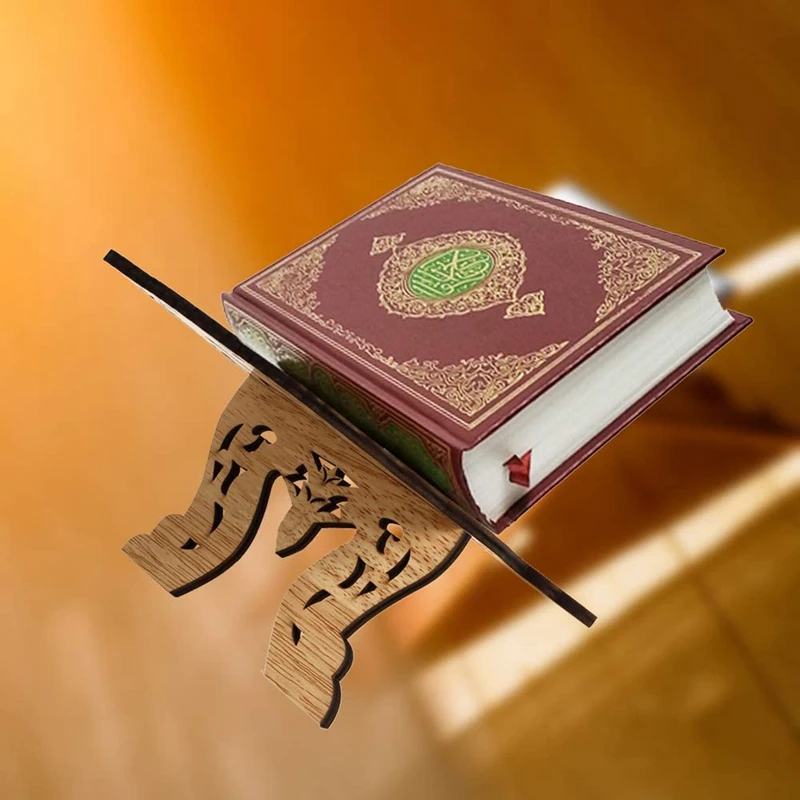 Eid Mubarak Religious Prayer Book Stand Quran Holder Wooden Eid Al-Fitr Islamic Quran Shelf