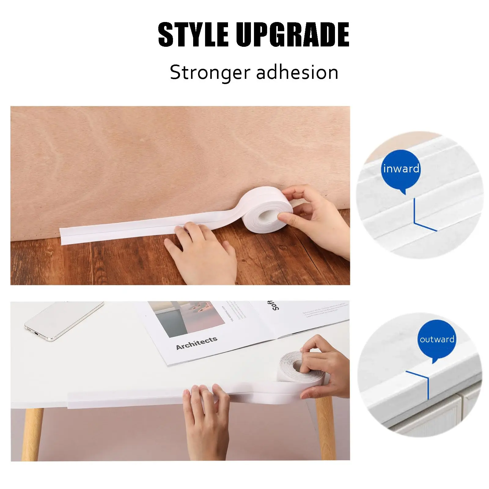 2 Rolls 3.2M PVC Sealing Strip Tape for Bathroom Bath Toilet Kitchen wall sealing tapes