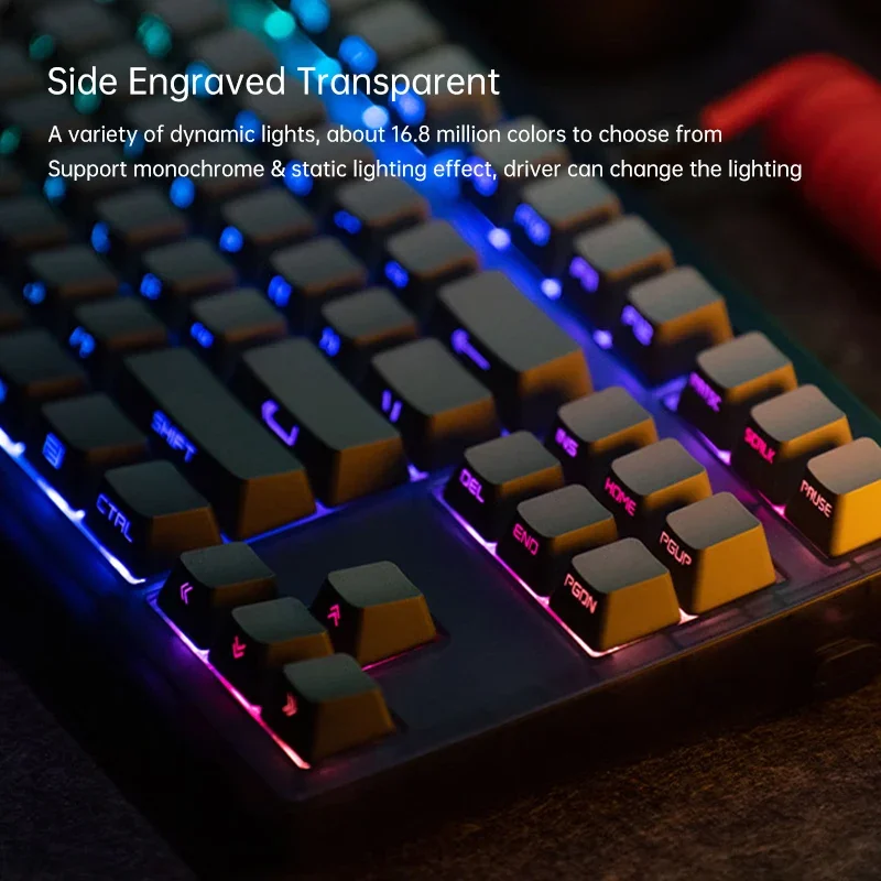 FL · Esports Mk870 측면 각인 기계식 키보드, 유선 핫 스왑 가능, Rgb 87 키, 게임 사무실 맞춤형 키보드, PC Mac