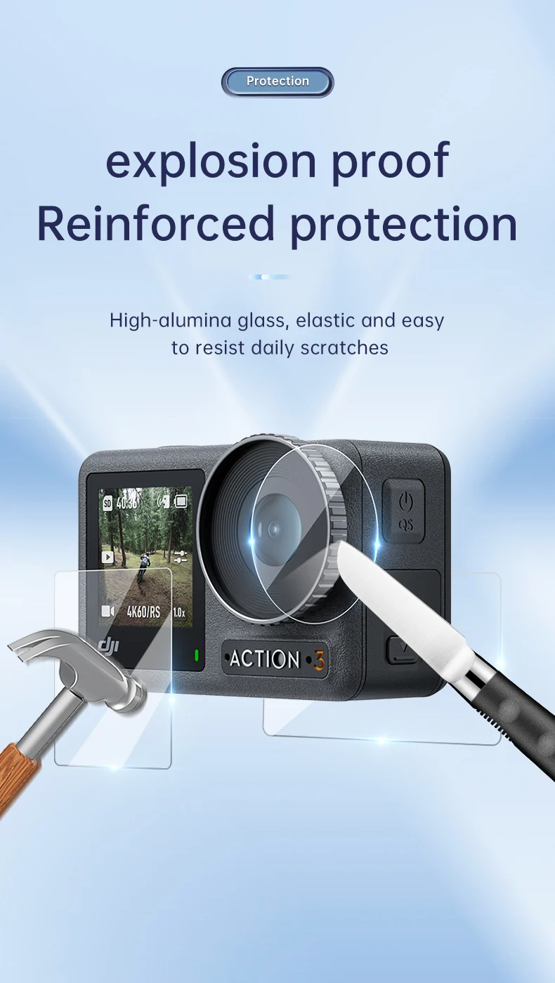 Description Picture 6 of itemTELESIN Tempered Film For DJI Osmo Action 3 Screen Protector Lens Protective Glass Dustproof for Action 3 Camera Accessories
