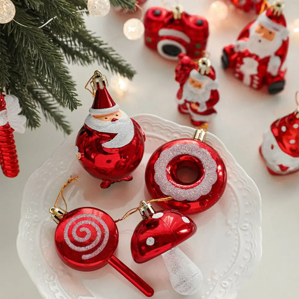 2PCS Red&white Creative Christmas Hanging Decoration Santa Clause Camera Owl Xmas Ornament Ball Festival Shopwindow Xmas Baubles