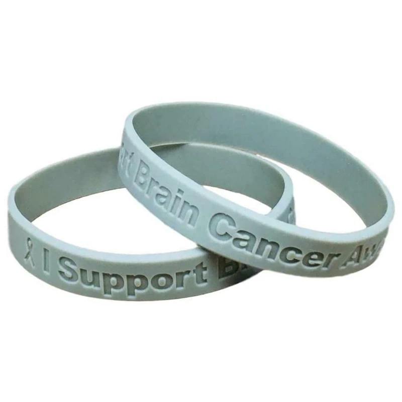 300pcs I Support Brain Cancer Awareness Silicone Wristband Rubber Cuff