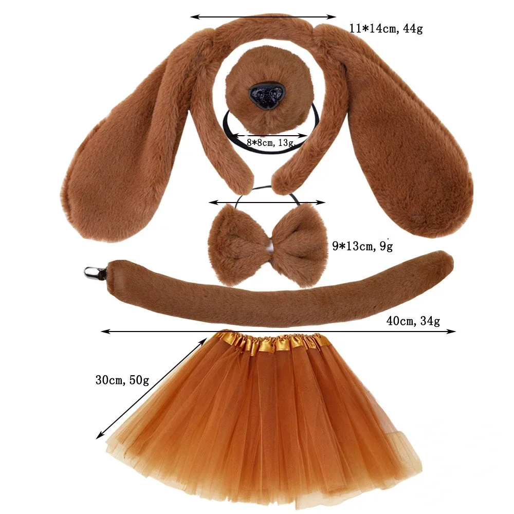 Girls Adult Children Cute Plush Anime Spotted Dog Ears Funny Animal Costume Cosplay Props Headband Skirt Nose Tail cosplay costume kids girls dress animal tutu skirt outfit