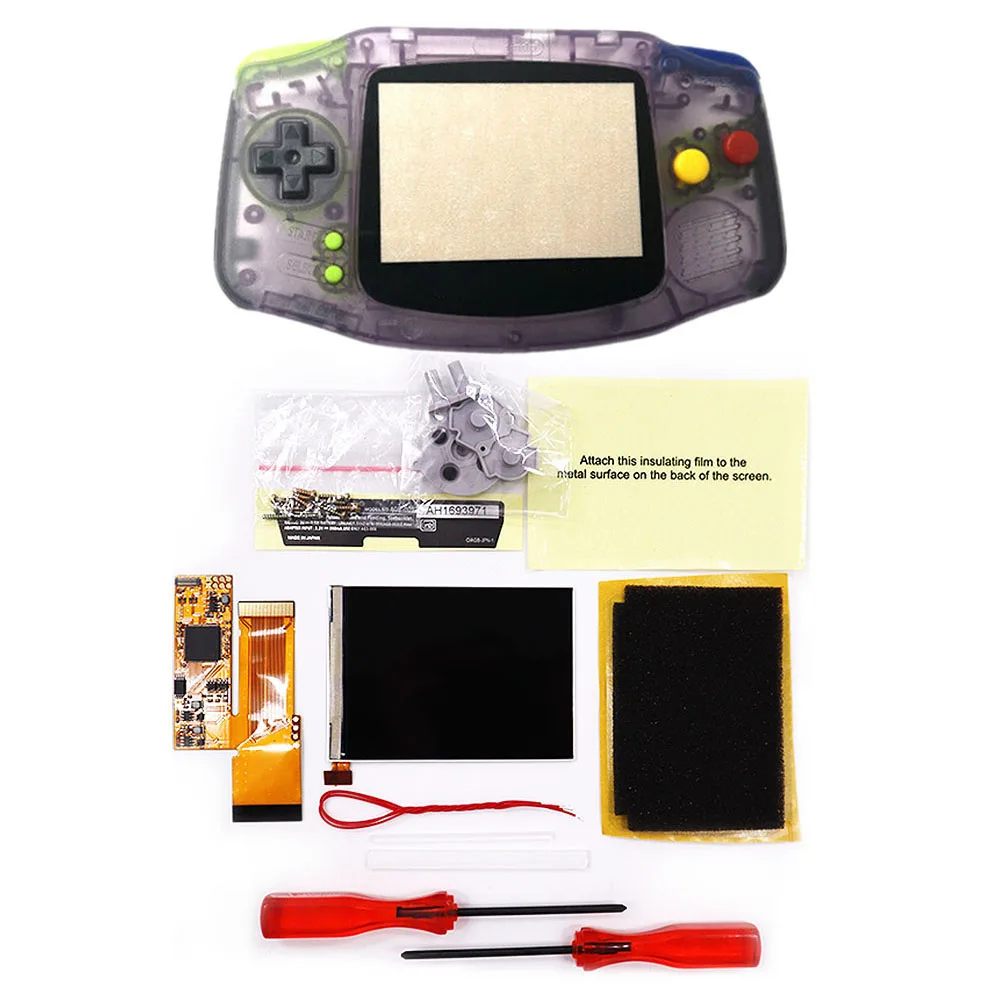 Gameboy Advance Screen Blue/Yellow/Red/Green/White Lens 10 Levels