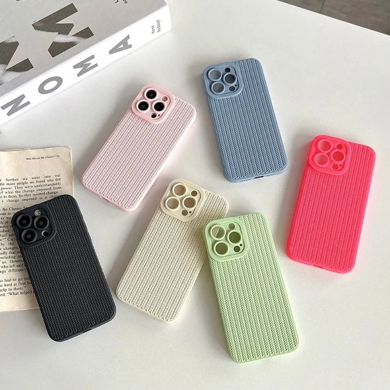 Elegant Fine Hole Woven Pattern Silicone Phone Case with Full Camera Protection & Shockproof Soft Bumper Cover