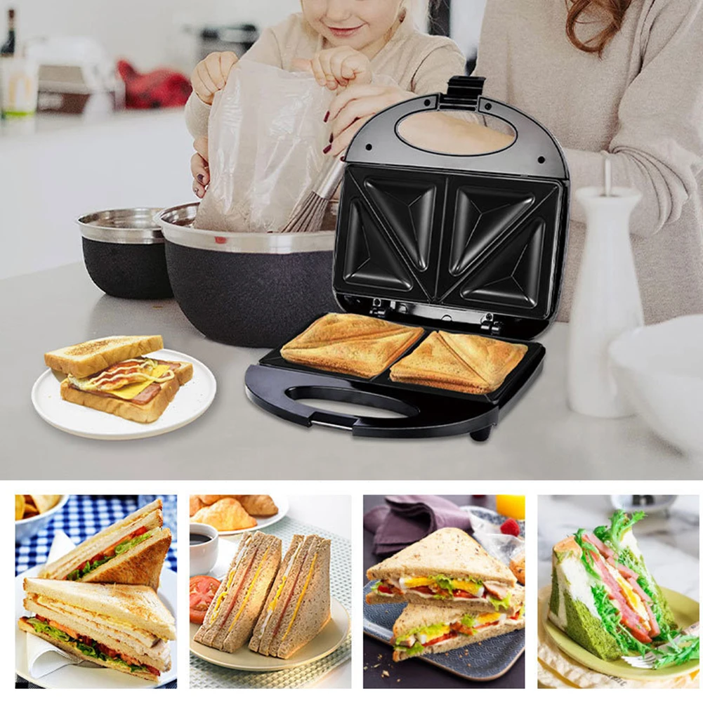 Toasters Toasting Machine Heat-Resistant Handle Triangle Bread Machine Non-Stick 750W Double-sided Heating for Household Kitchen
