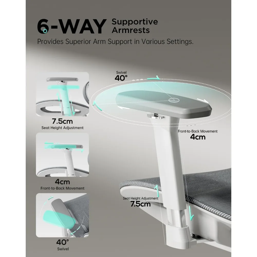 P2 Pro Ergonomic Office Chair, Office Chair with 3D Lumbar Support, Big and Tall Mesh Chairs with 3D Arms, Headrest & Comfortab 4