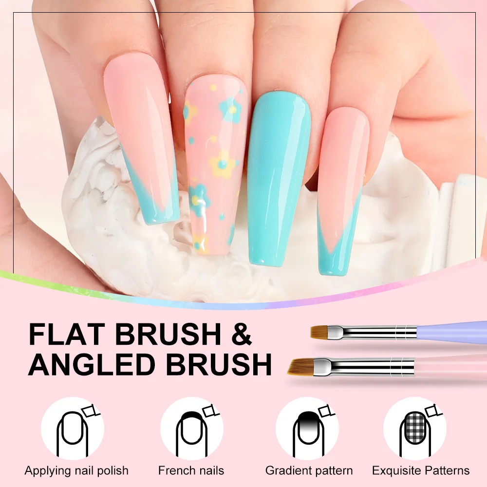 LIMEGIRL 6 Set Macaron Color Nail Brush UV Gel Acrylic DIY Nail Art Uchimura Brush Kit Extended Painting Art Kit Tools