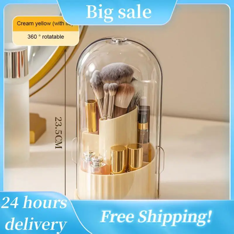 

360°Rotating Makeup Organizer Makeup Brushes Holder With Lid Cosmetic Organizer Lipstick Eyebrow Pencil Holder Jewelry Container