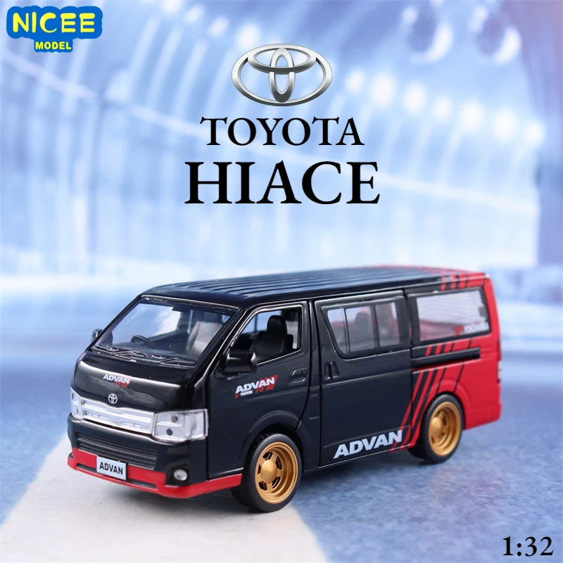 

1:32 Toyota HIACE Van Passenger car Simulation Diecast Metal Alloy Model car Sound Light Pull Back Collection Kids Toy Gift F528