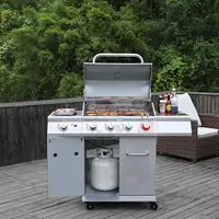 4402 4-Burner Propane Gas Grill with Side Burner, Stainless Steel Grill with 54,000  Cooking Power for 2