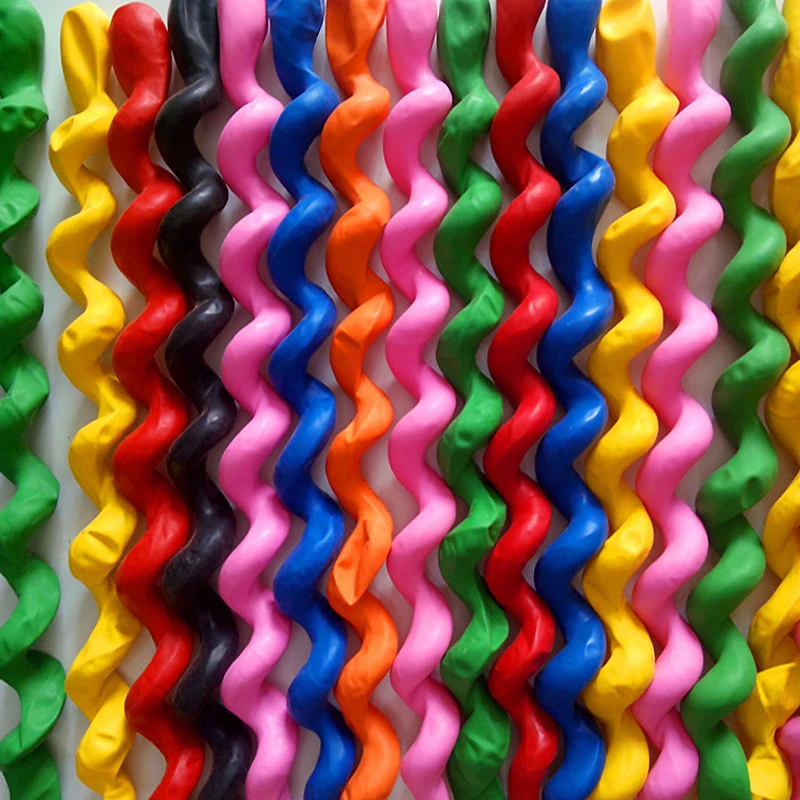 100Pcs Screw Twisted Latex Balloon Spiral Thickening Long Balloon Bar KTV Party Supplies Strip Shape Balloon Inflatable Toys