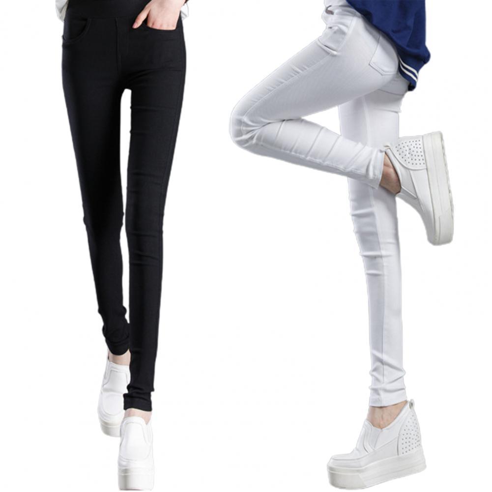 Women Pencil Pants High Waist High Elastic Push Up Butt Comfort Slim Solid Color Korean Style Good Elastic Trousers for Office