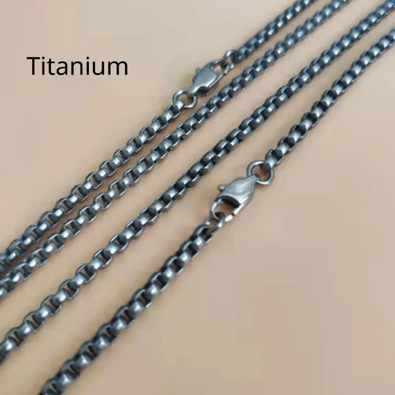 New TA1 Pure Titanium Box Chain Necklace 3mm Men Women Unisex NO Allergic Skin Care Health Titanium Square Link Necklaces