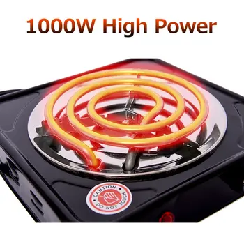 1000W Electric Stove Iron Burner Hot Plate Portable Kitchen Cooker Coffee Heater Milk Soup Durable Quick Ascendable 1