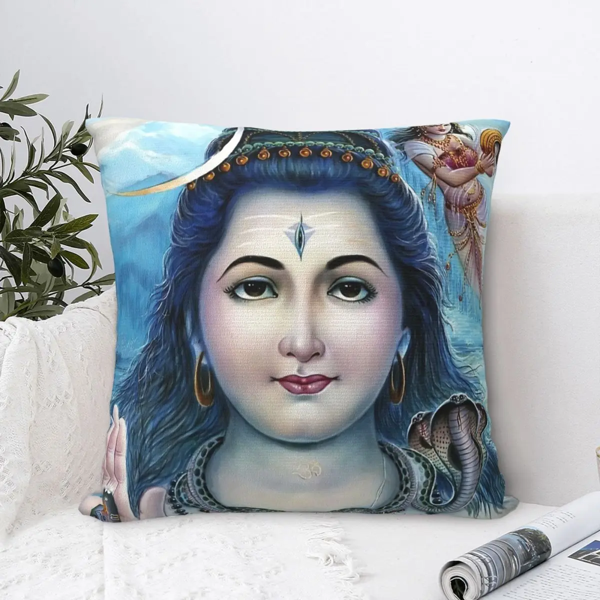 

Face Throw Pillow Case Decor Hindu India God Indian Gods Lord Shiva Backpack Cushions Covers DIY Washable