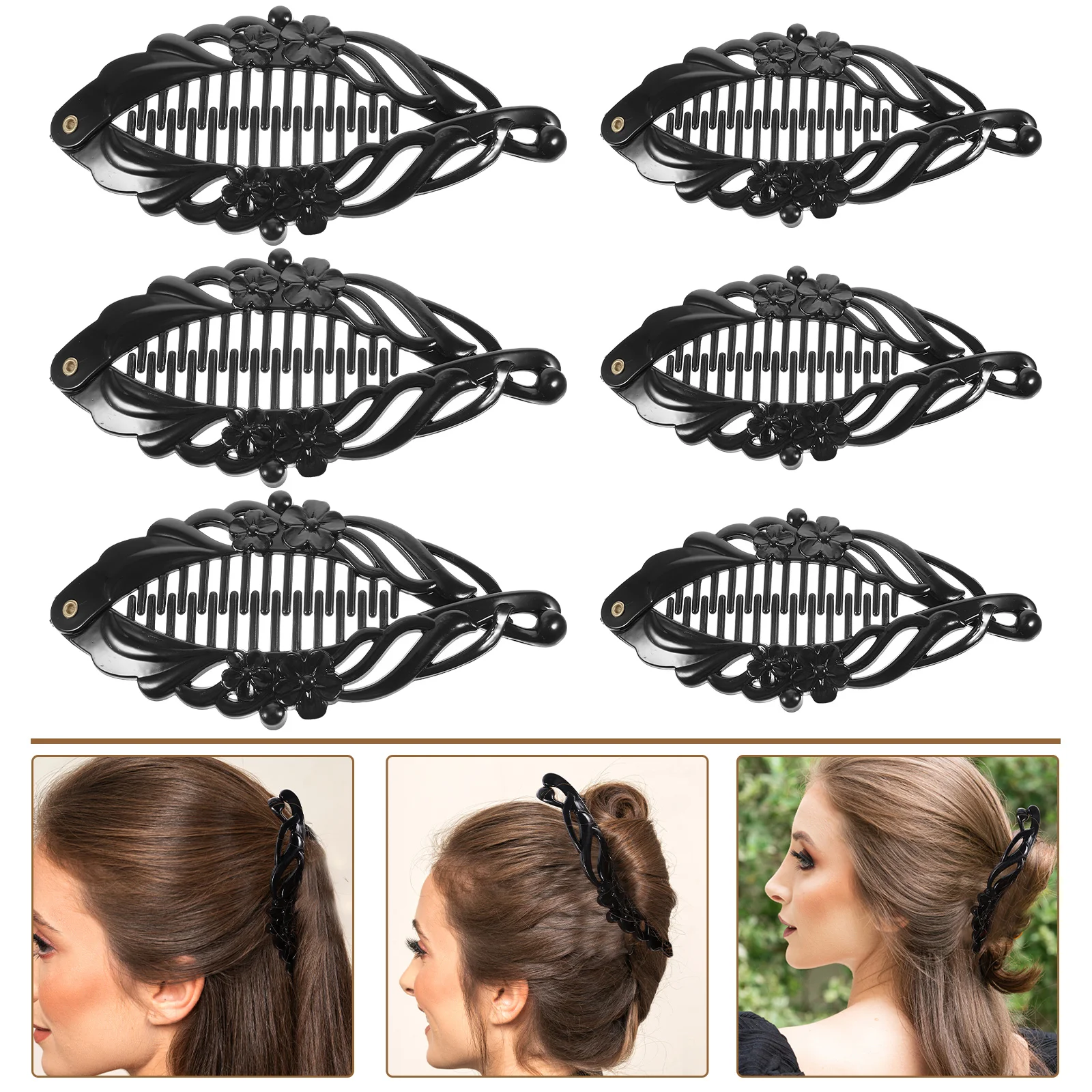 

6pcs Woman Floral Decor Hair Clips Fish Shaped Hair Clips Hair Accessories