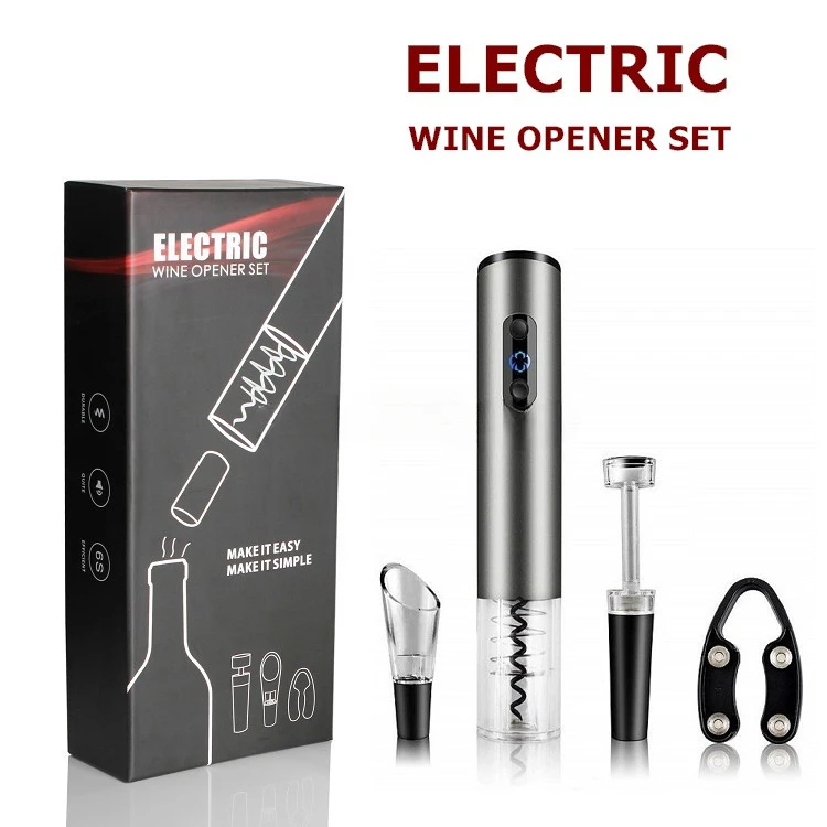 Description Picture 2 of itemAmazon Top Seller Promotional Electric Wine Opener Gift Set 4 in 1 Cutter Pourer Stopper in Color Gift Box Packing