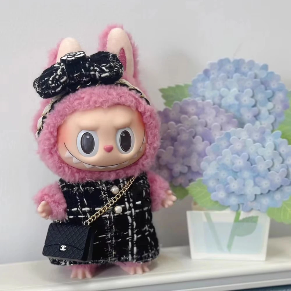 17cm Labubu Doll Clothes Advanced luxury design customization Heartbeat Macaron Labubu Doll Clothes Changing Light clothes 5