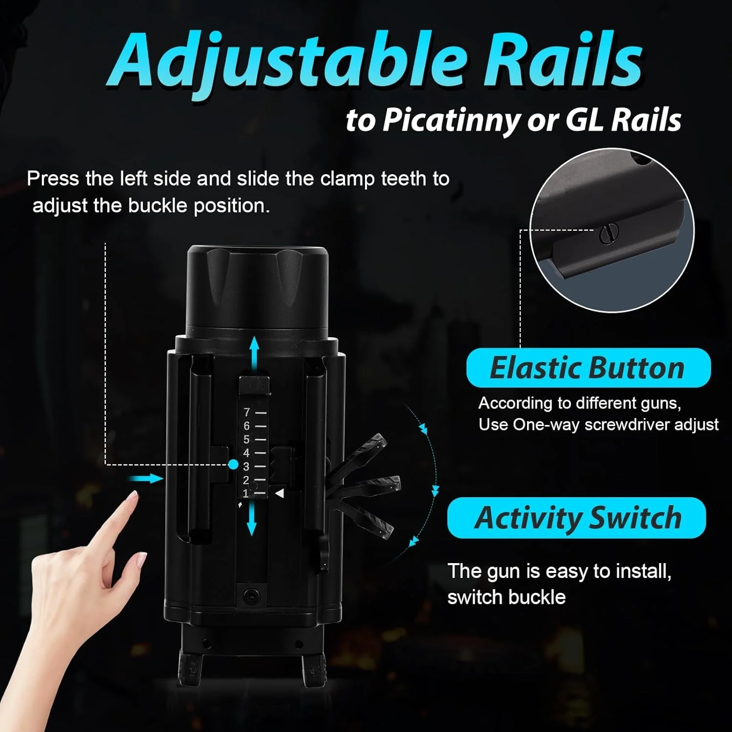 Description Picture 5 of itemRichfire SFD-077 Tactical LED Flashlight 1500LM Green Laser Weaponlight with Magnetic Charging for Taurus 20mm Rail Mounted