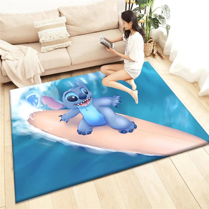 Disney Stitch Cartoon Carpet Rug for Living Room Bedroom Decoration Picnic Camp Kitchen Carpet Crawling Carpet Decoration