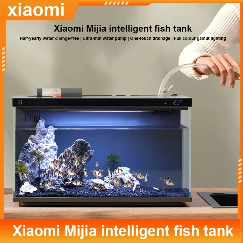 Xiaomi Mijia Smart Fish Tank controlled remote feeding temperature monitor Aquarium Tank Smart Light System Work for Mi Home APP