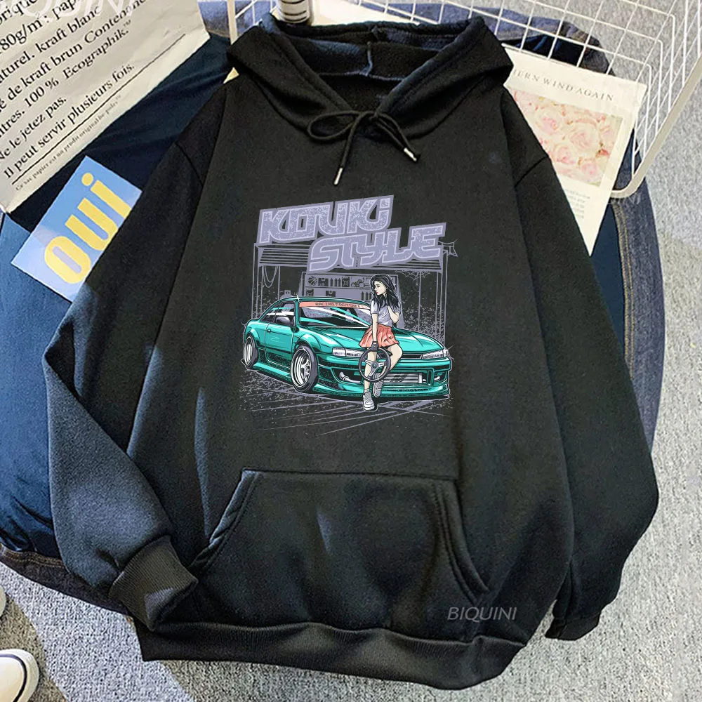 

Car Print Anime Hoodie Vintage Streetwear Men/women Clothing Winter Fleece Pullover Oversized Sweatshirt Long Sleeve Sudadera