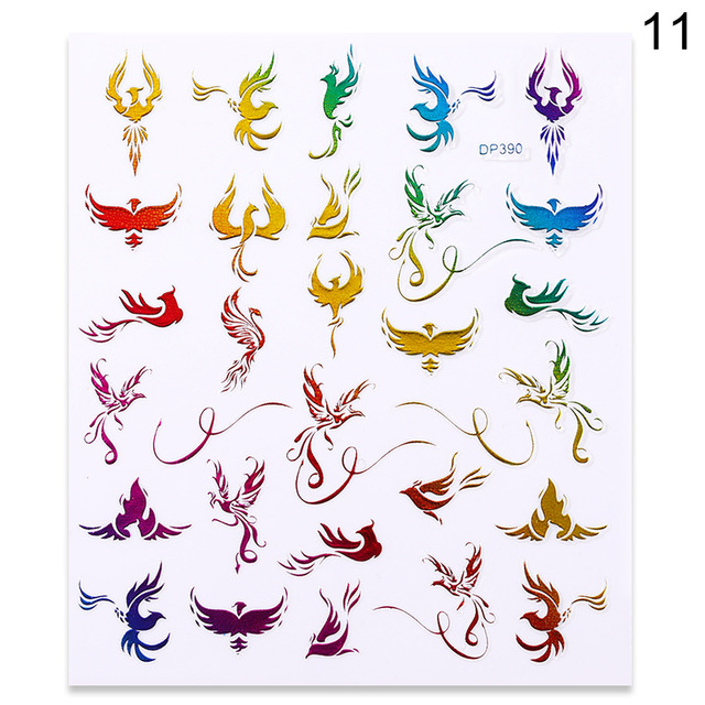 Pcs Gold 3D Nail Stickers Colorful Dragon Phoenix Transfer Sticker Adhensive Slider Decals Nail Art Decorations Manicure Wraps