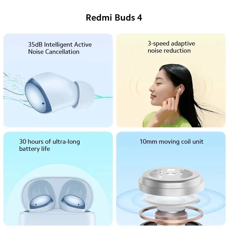 Xiaomi Redmi Buds Earbuds sem Fios Tws Ruído Activo Cancelamento do Bluetooth 5.2 In-ear Fone de Ouvido Fone de Ouvido Bluetooth Pcs - Image 3