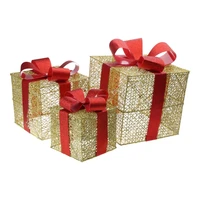 Set of 3 Christmas Lighted Gift Box Decoration with US Plug for Holiday Wedding 1