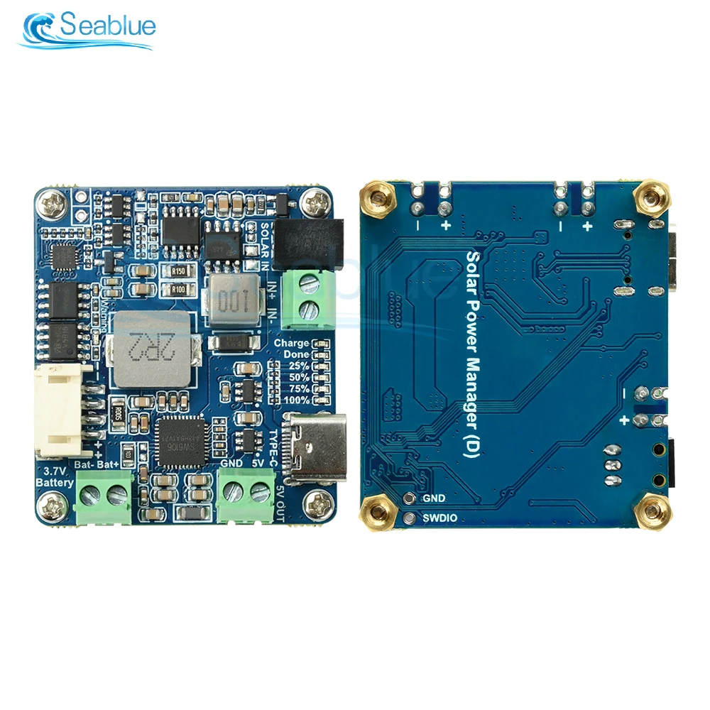 6-24V Güneş Enerjisi Yöneticisi 5V 3A Düzenlenmiş Çıkış, MPPT Şarjlı, Güneş Enerjisi Üretimi için PD/QC Tip-C Arayüzünü Destekler
