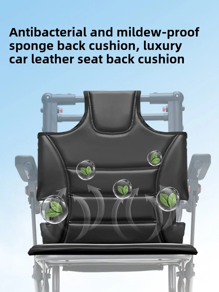 Folding lightweight portable wheelchair for travel for the elderly that can be pushed and sat on