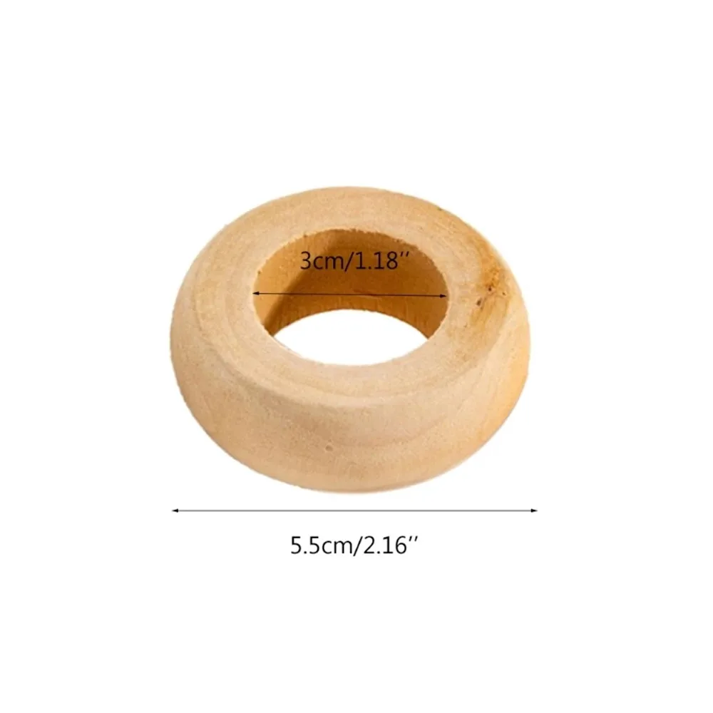 Natural Wooden Serviette Holders Napkin Rings Set Round Serviette Rings Bulk for Party Decoration Dining Table Family 10 Pcs napkin ring