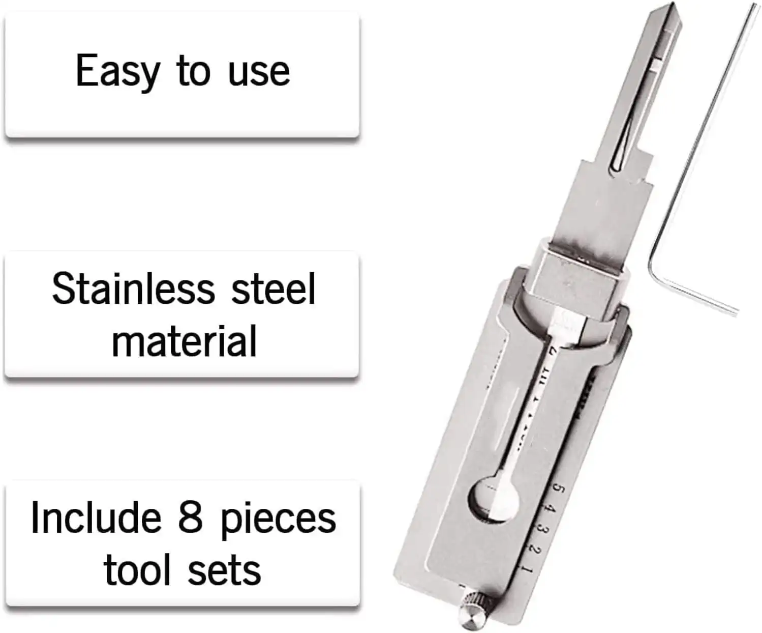 Kw5 2 In 1 Lock Pick And Decoder Tool, Iron Master Key Decoder, Professional Locksmith Tool Car Key Reader, Stainless Steel Auto Lock Picking Kit For Beginners