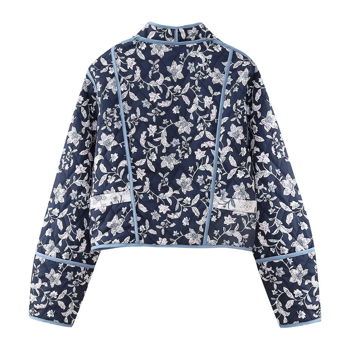 Women Autumn Winter Bomber Jacket Female Full Sleeve Print V Collar Quilted Reversible Short Coat Lady Casual Outwear Streetwear