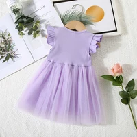 Summer 0-3-Year-Old Girl Dress Baby Girl Waist Flower Embroidery Splicing Mesh Small Flying Sleeve Princess Dress 2