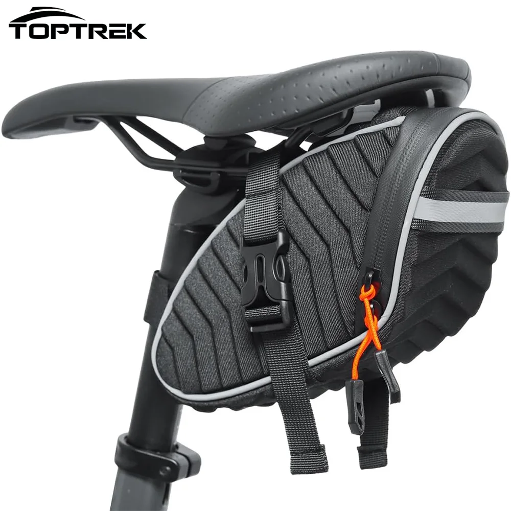 حقيبة سرج دراجة Toptrek عاكسة للضوء ومقاومة للماء، حقيبة تخزين صلبة للدراجات الجبلية والطرق، إكسسوارات أساسية للدراجات
