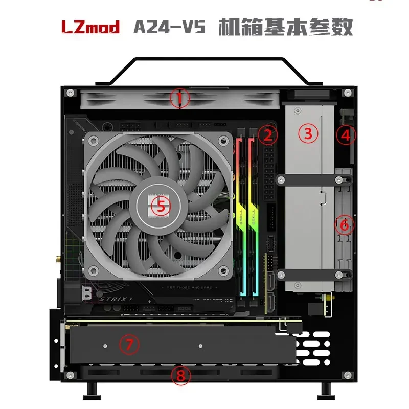 Mini A24-V5 2.0 Dual Slot Single Display 1u Power Supply Itx Chassis with Double