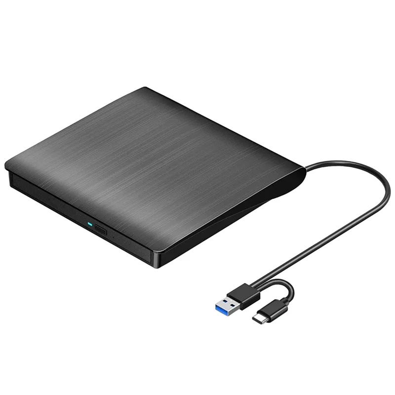 TCES-External CD DVD +/-RW Drive, USB 3.0 & USB-C Portable CD & DVD ROM Burner Player Reader Writer Rewriter Disc Drive